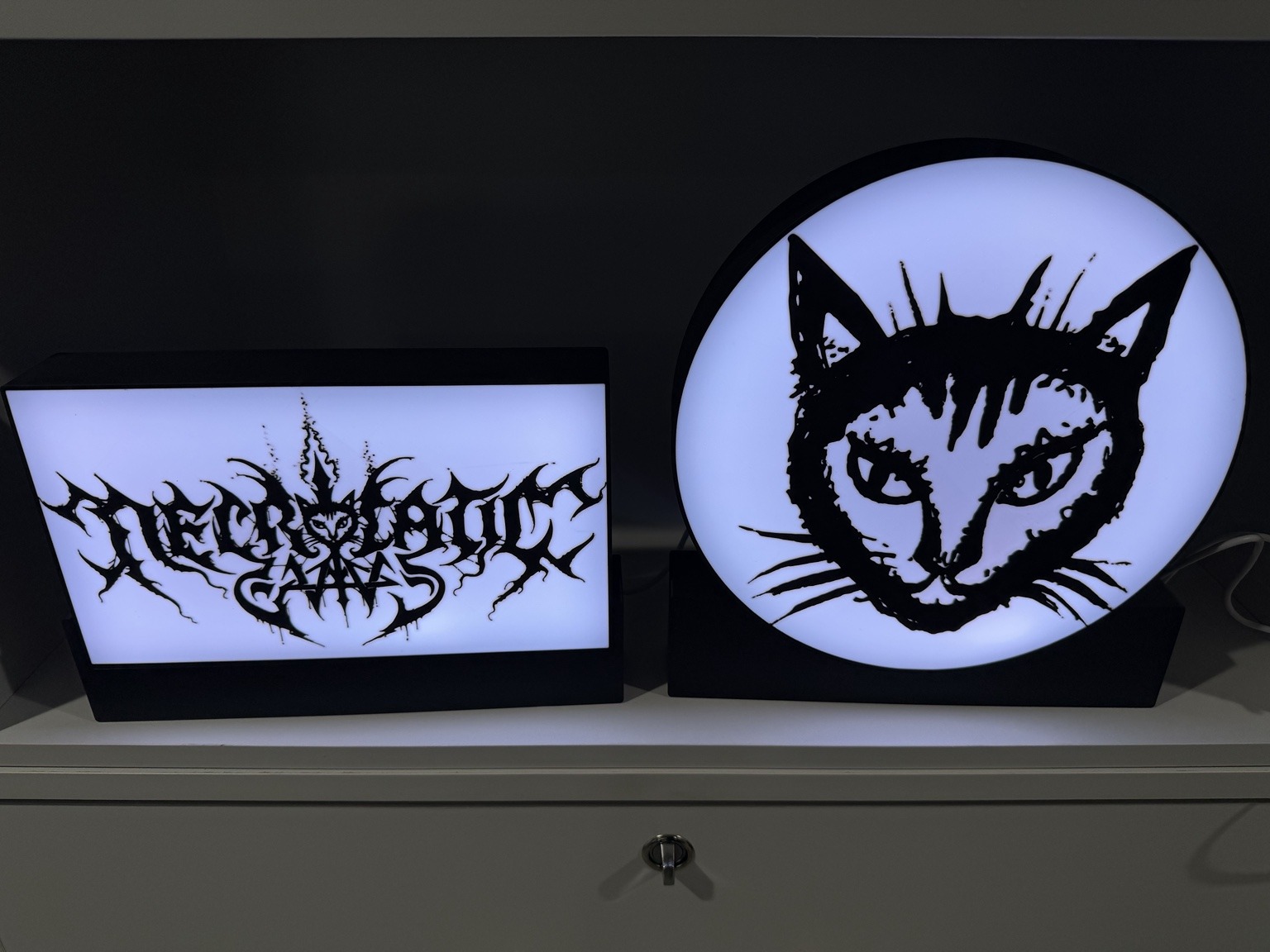 Necrotic Chaos and cat face custom lightboxes